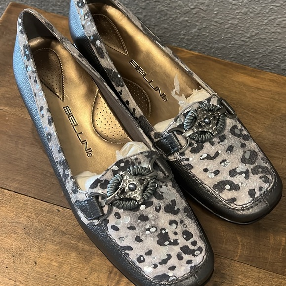 Bellini Leather Flats size 10 Silver animal print - Picture 6 of 6